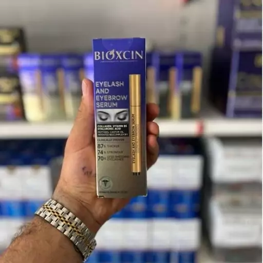 سرم تقویت کننده ابرو و مژه بیوکسین Bioxcin برند محبوب وموثر در انواع ریزش مو حاوی هالیورونیک اسید و کلاژن 3 میلی