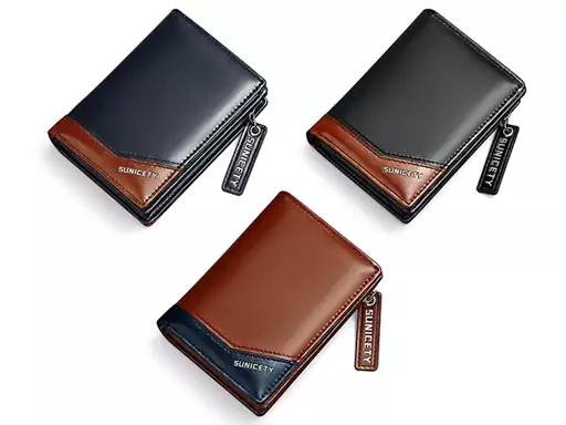 کیف پول و جاکارتی مردانه کوچک زیپ دار سانی ستی SUNICETY S3004 zipper short men&#39;s wallet