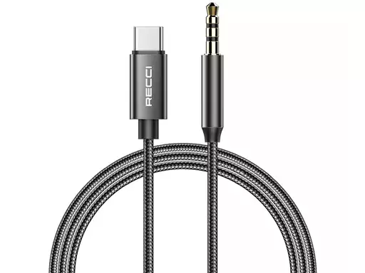 کابل انتقال صدای تایپ سی به آی یو ایکس یک متری رسی Recci RH03 Type C to 3.5mm Aux Audio Cable