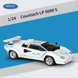 ماکت ماشین - لامبورگینی کانتاش سفید - Lamborghini Countach - مقیاس 1.24 ویلی Welly - فلزی - فرمان پذیر - سه درب بازشو