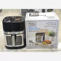 سرخ کن بلک کوکر black cooker سرخکن رژیمی دو المنت ظرفیت 8 لیتر کیفیت عالی داخل استیل جلو پنجره صفحه لمسی ارسال رایگان