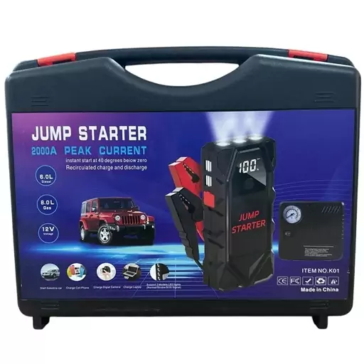 جامپ استارتر خودرو به همراه پمپ باد Jump Starter Mode K01