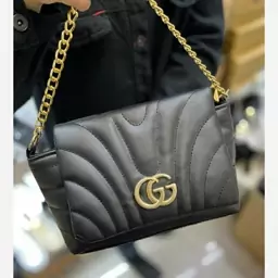 کیف دوشی دستی مشکی گوچی زنانه دخترانه GUCCI چرم  مجلسی زنجیری زنجیردار زنجیر دار پاسپرتی اسپرت صندوقی جادار جا دار شیک