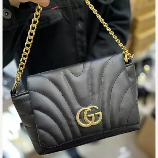 کیف گوچی مشکی زنجیری زنانه دخترانه دوشی دستی شیک مجلسی چرم GUCCI جادار جا دار پاسپورتی سیچار پاسپرتی اسپرت اسپورت سبک