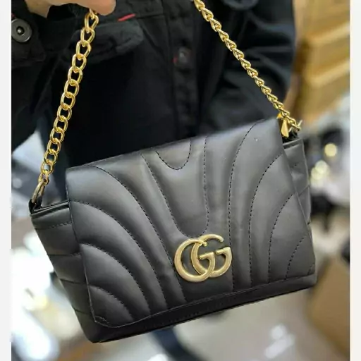 کیف گوچی مشکی زنجیری زنانه دخترانه دوشی دستی شیک مجلسی چرم GUCCI جادار سیچار جا دار پاسپورتی پاسپرتی اسپرت اسپورت سبک