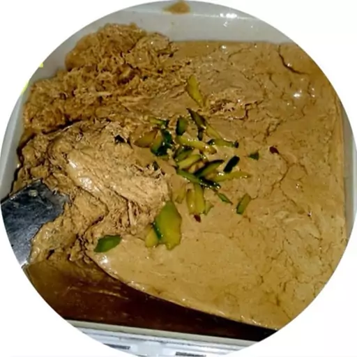 حلوا ارده 500گرمی ممتاز لار از تولید به مصرف تهیه شده از ارده و شیره خرمای لار( دارای بافتی نرم و بسیار لذیذ و مقوی)