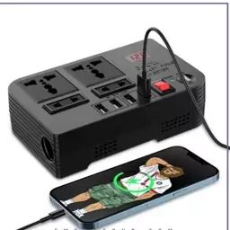  تبدیل برق فندکی خودرو 12Vولت به 220V وات برق خانگی مبدل و پاور اینورتر فندکی 300 وات Spark 3 Power Inverter 300W 