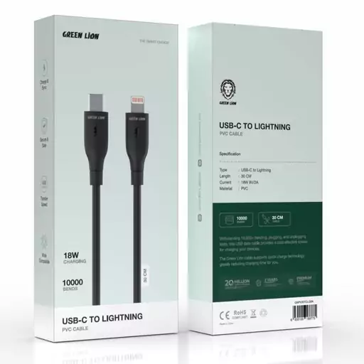 کابل گرین لاین Green Lion USB-C TO  Lightning PVC Cable 30 CM