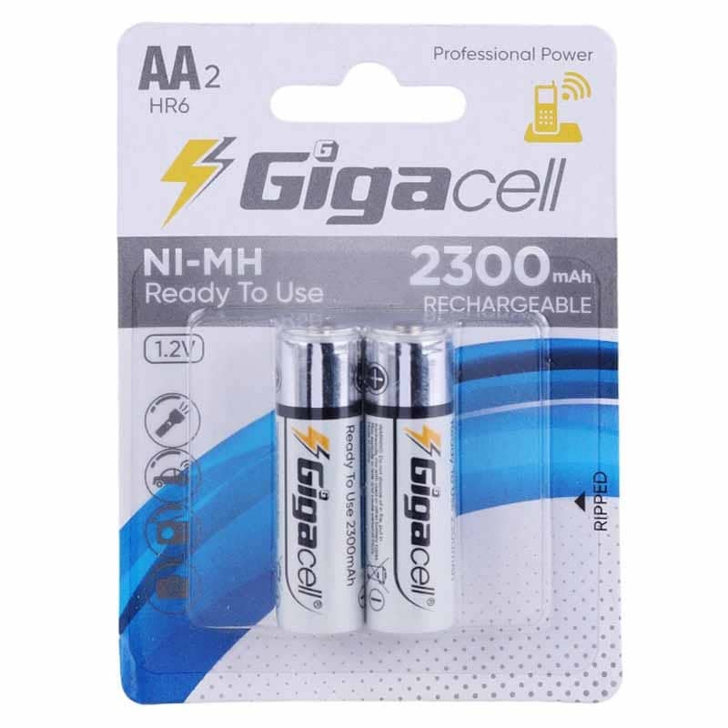 باتری قلمی شارژی گیگاسل 2300mAh بسته 2 تایی