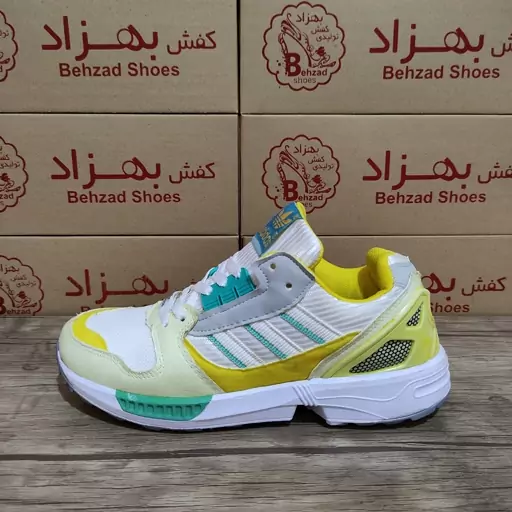 کتونی آدیداس adidas zx8000 پسرانه  رنگ سفید زرد زیره پیو لژ 3 سانتی رویه سوئیت و راشل خارجی سایز 37 تا 40 سبک راحت