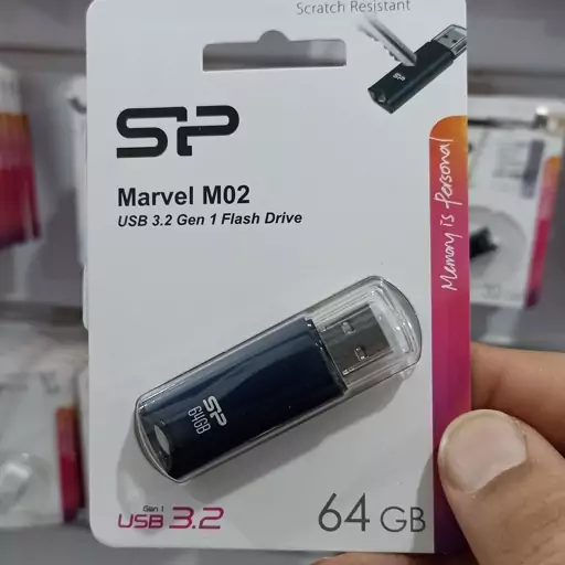 فلش سیلیکون پاور  64 گیگ  USB 3.2 با گارانتی مادام العمر متین 