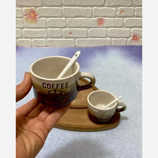 فنجان قهوه خوری سرامیکی دو عددی کد coffee