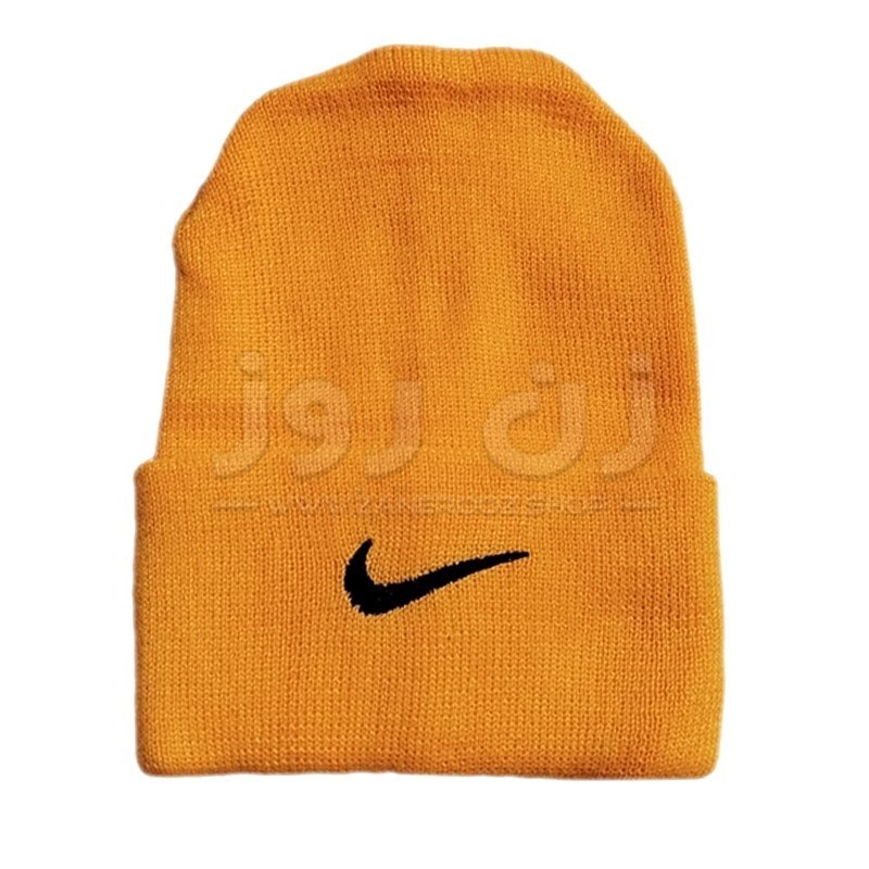 کلاه زمستانی زنانه و دخترانه طرح نایک Nike -نارنجی کمرنگ