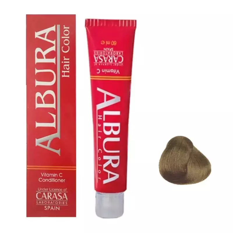 رنگ مو آلبورا مدل carasa شماره M6-7.2 (بسته 5 عددی - 5 تیوبی) حجم 100 میلی لیتر رنگ بلوند زیتونی متوسط