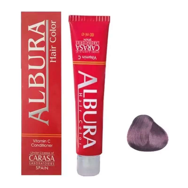 رنگ مو آلبورا مدل carasa شماره 6.20 (بسته 5 عددی - 5 تیوبی) حجم 100 میلی لیتر رنگ شرابی بنفش روشن