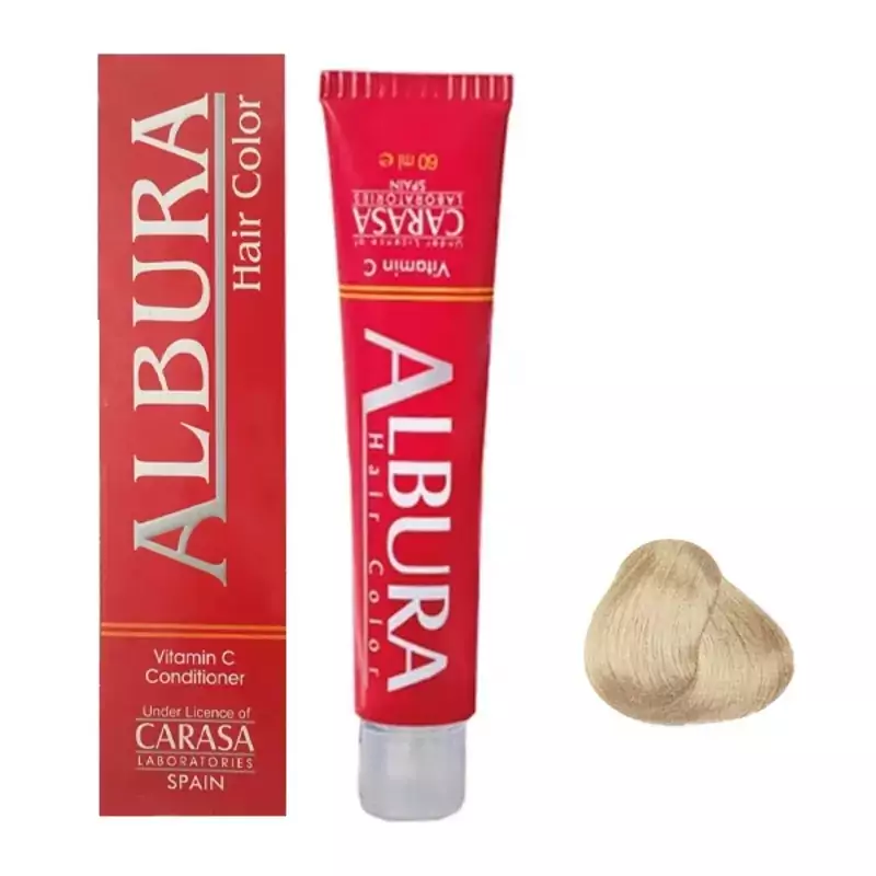 رنگ مو آلبورا مدل carasa شماره 12.2 (بسته 5 عددی - 5 تیوبی) حجم 100 میلی لیتر رنگ بلوند زیتونی