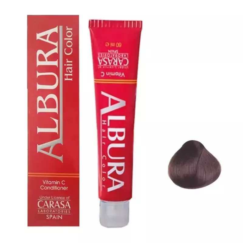 رنگ مو آلبورا مدل carasa شماره 5.7 (بسته 5 عددی - 5 تیوبی) حجم 100 میلی لیتر رنگ شکلاتی قهوه ای روشن