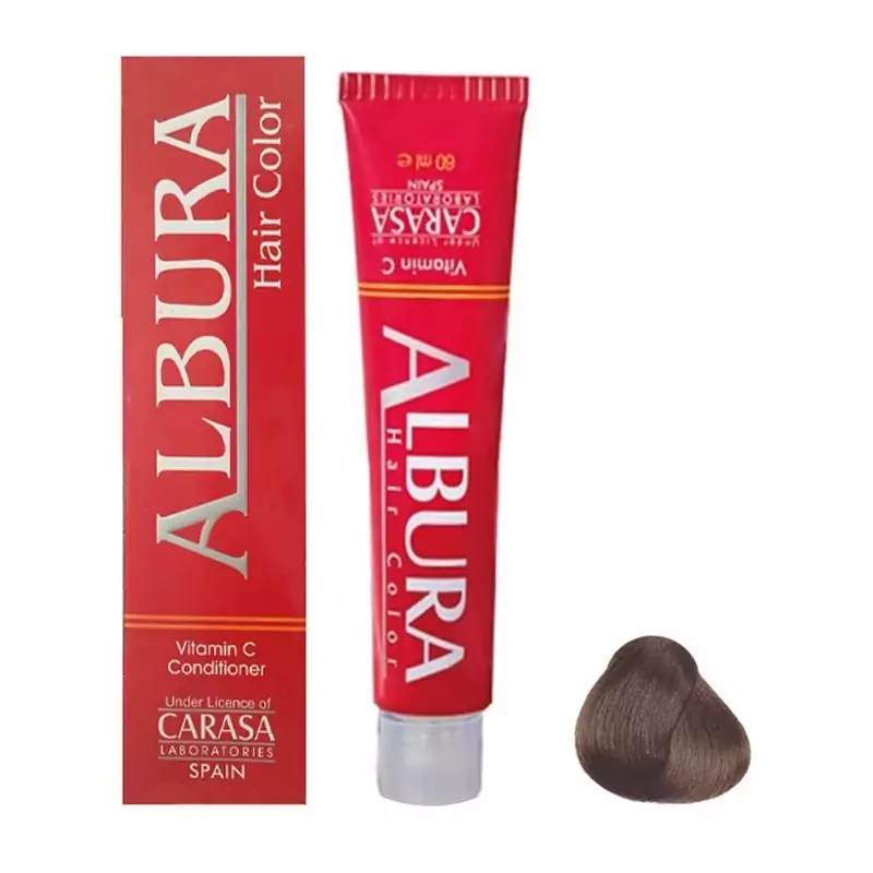 رنگ مو آلبورا مدل carasa شماره m5-6.2 (بسته 5 عددی - 5 تیوبی) حجم 100 میلی لیتر رنگ بلوند زیتونی تیره