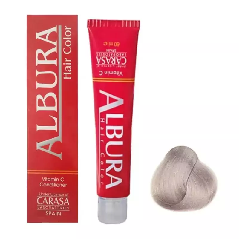 رنگ مو آلبورا مدل carasa شماره c9-10.1 (بسته 5 عددی - 5 تیوبی) حجم 100 میلی لیتر رنگ بلوند نقره ای