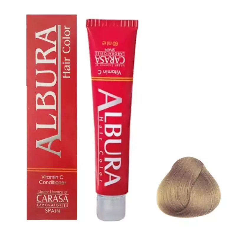 رنگ مو آلبورا مدل carasa شماره 8.45 (بسته 5 عددی - 5 تیوبی) حجم 100 میلی لیتر رنگ بلوند تمباکویی روشن