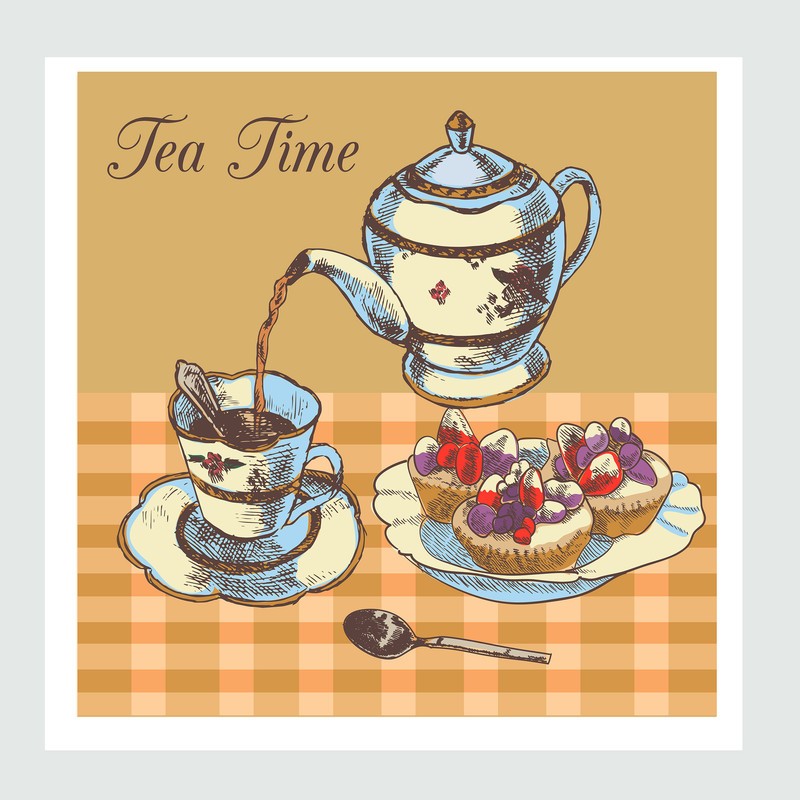 تابلو مدل دکوراتیو آشپزخانه طرح tea time کد 0485