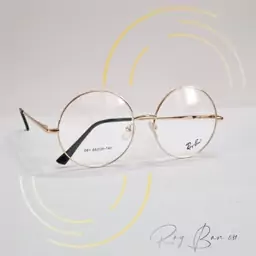  عینک طبی فلزی گرد برند Ray. Ban طلایی 