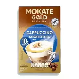 قهوه فوری 3 در 1 لهستانی گلد موکات Mokate با طعم Gold Unsweetened Cappuccino  کاپوچینو بدون قند بسته 10 عددی