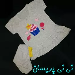 بلوز شورت دخترانه طرح کاپ کیک