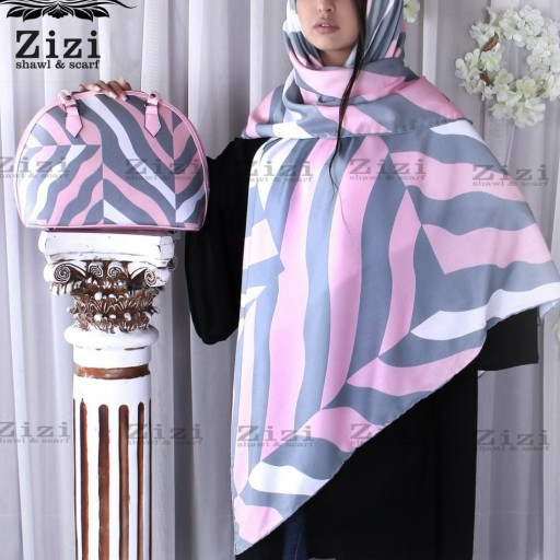 ست کیف و روسری  مدل زبرا ،طوسی و صورتی برند زی زی