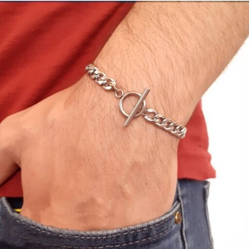 دستبند کارتیر مردانه با قفل تی