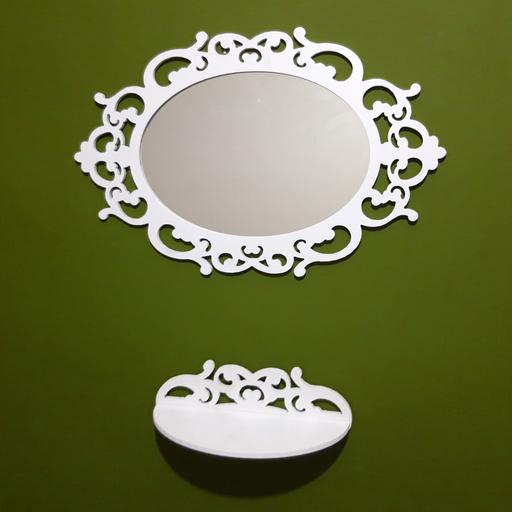 آینه کنسول خونه خاص طرح تاج رنگ سفید
