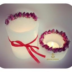 شمع های استوانه ای مدل فانوسی تزئین گل محمدی
