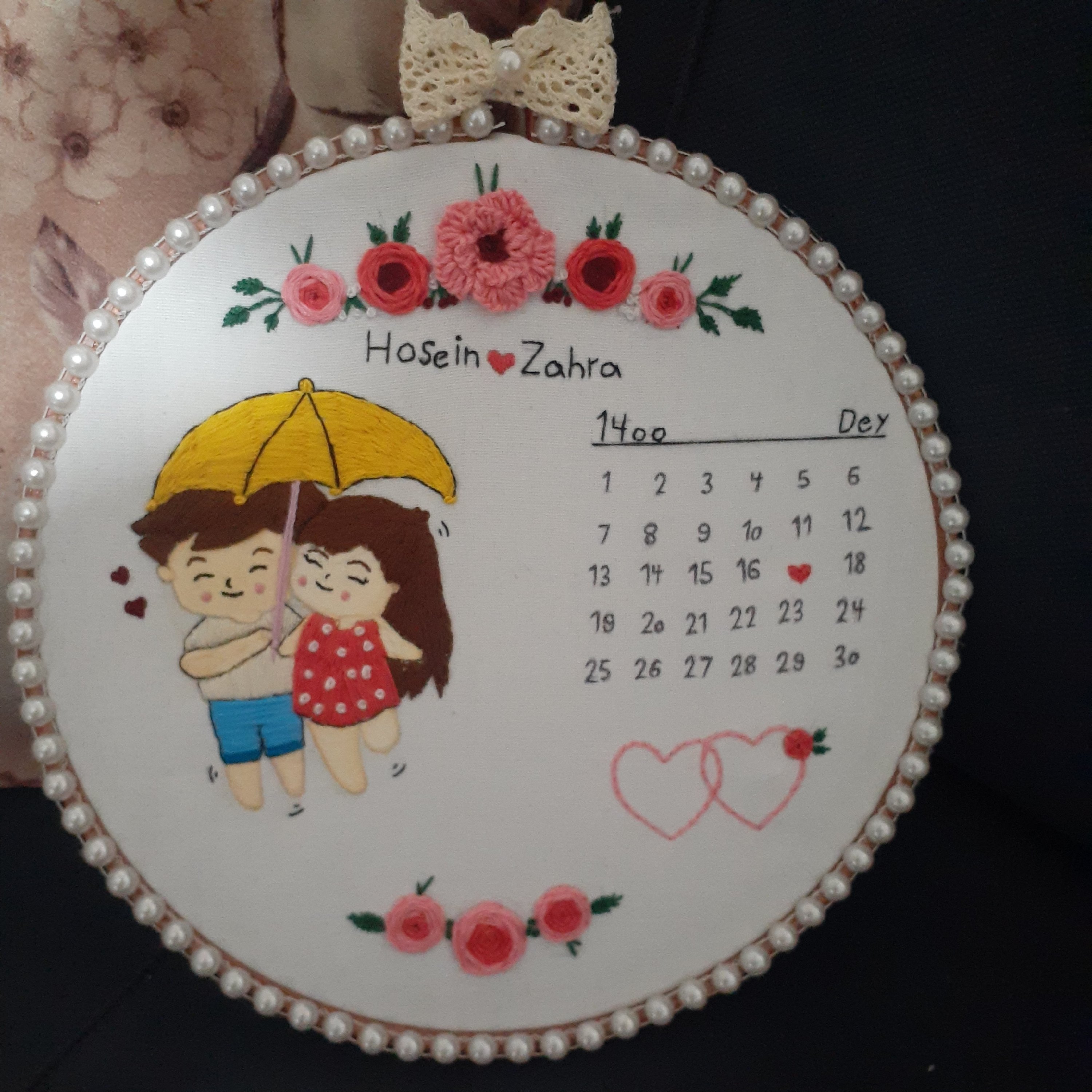 تابلو گلدوزی عاشقانه
