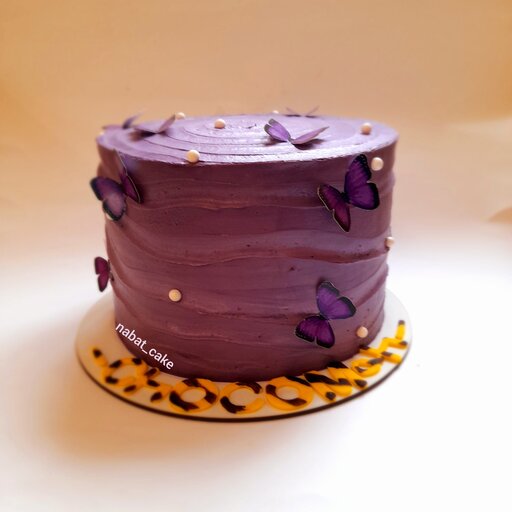 کیک خامه‌ای پروانه‌ای بنفش رنگ یا وزن 1کیلو