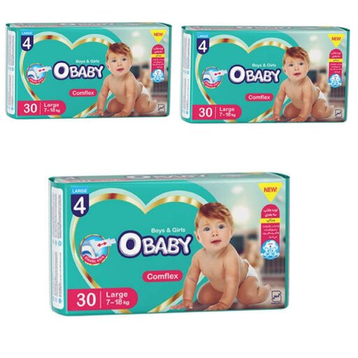 مجموعه 3 عددی پوشک بچه اُبیبی Obaby چسبی سایز 4 بسته 30 تایی در فاطرشاپ