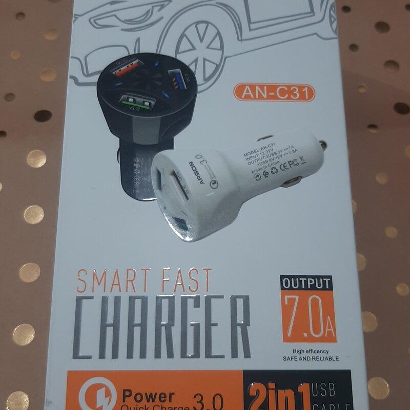 شارژر فندکی فست شارژ به همراه یک کابل کنفی میکرو مدل ARSON AN-C31
