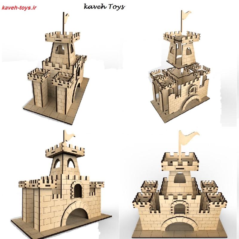 قلعه چوبی اسباب بازی متوسط مدل KT-9023 (بصورت پازل ساختنی)