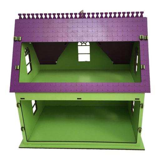 خانه عروسکی چوبی متوسط بنفش سبز مدل KT-9012VG (بصورت پازل ساختنی)