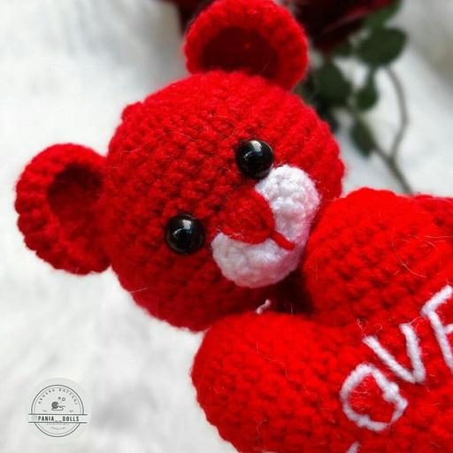 عروسک خرس قرمز جاکلیدی ولنتاین جاسوییچی ولنتاین خرس عاشق آویز عروسکی