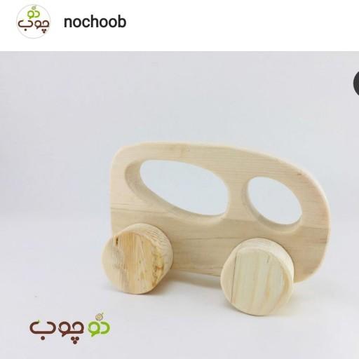 اسباب بازی چوبی اتوبوس چوبی تایردار قابل حرکت کامل چوب