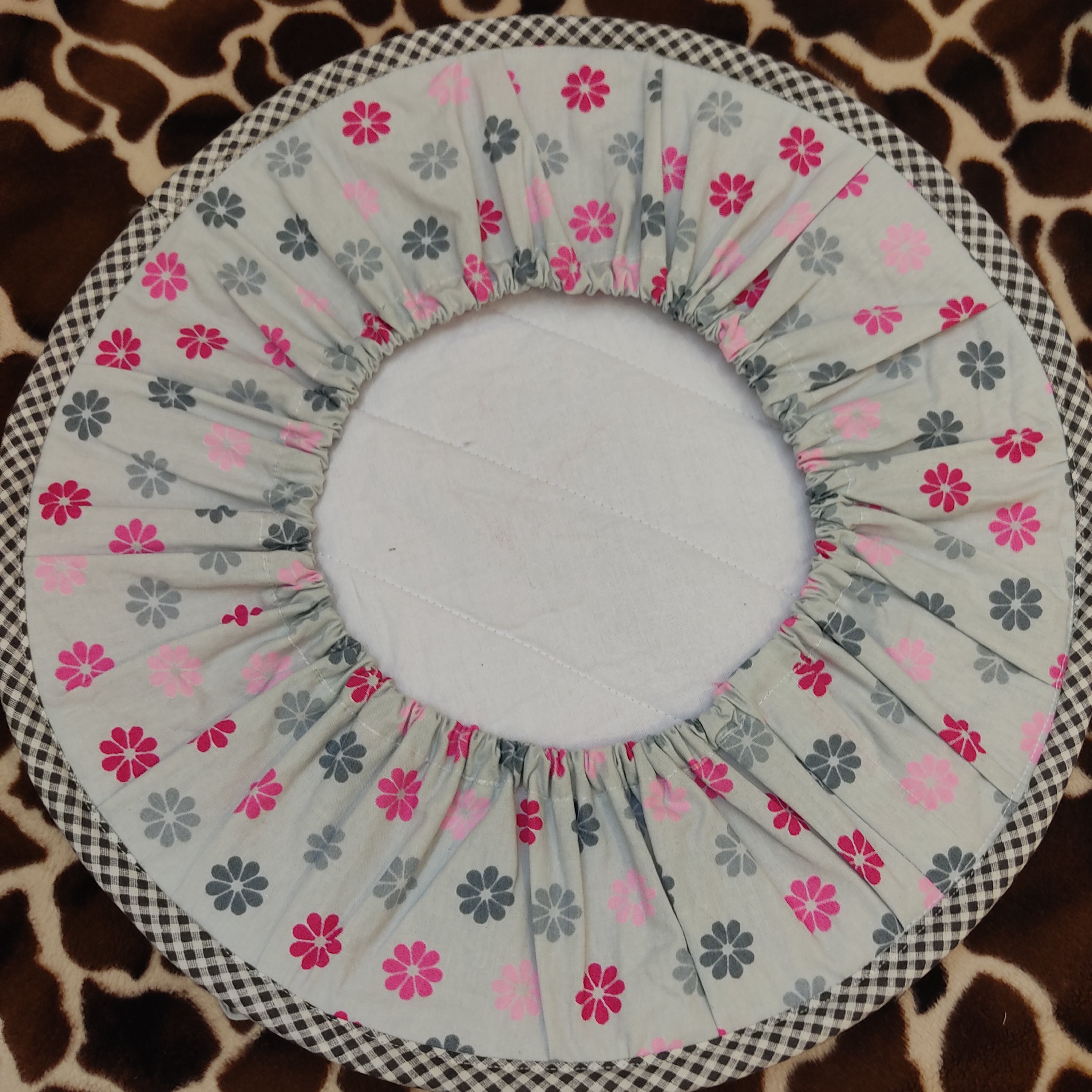 ست دمکنی و دستگیره نخ پنبه طوسی صورتی