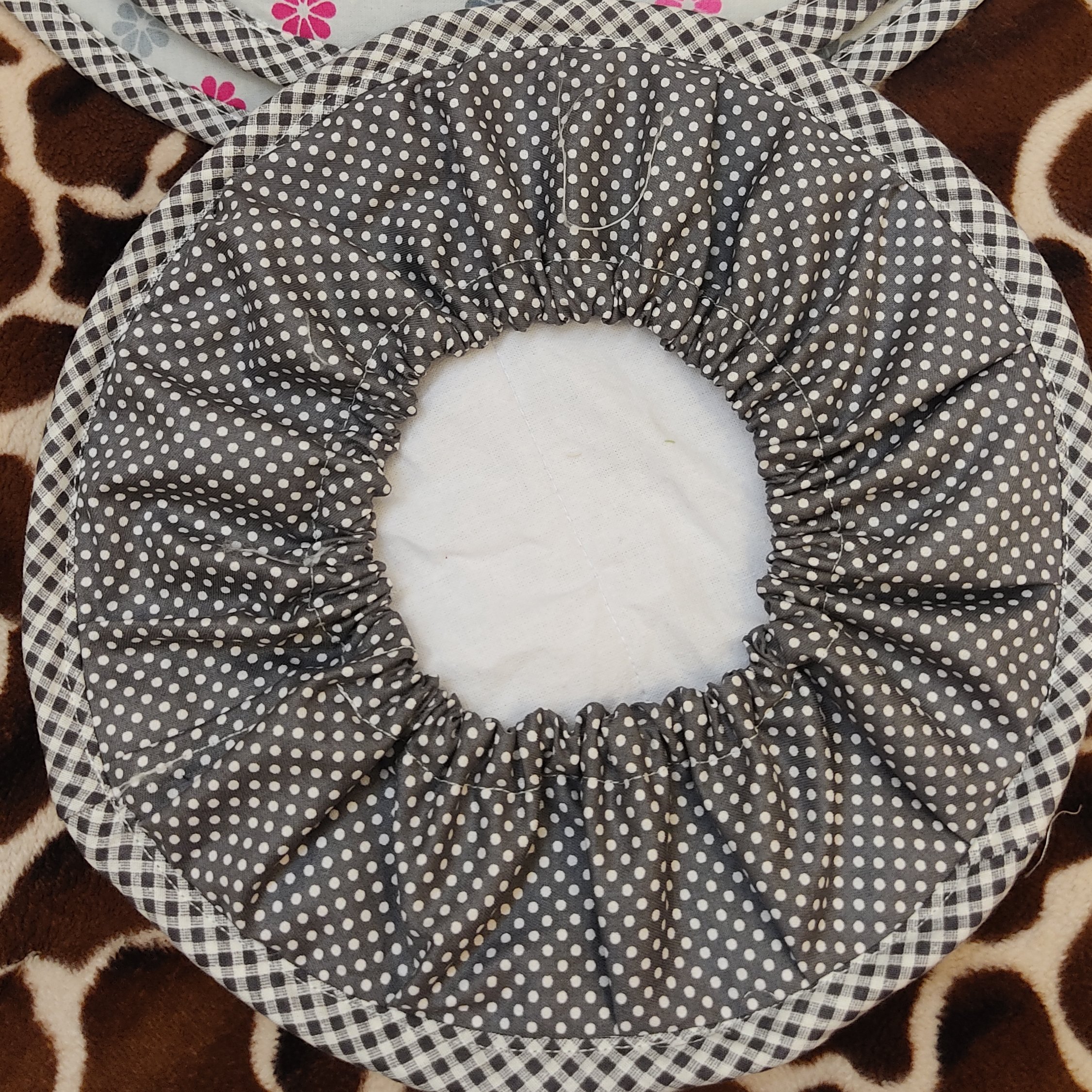 ست دمکنی و دستگیره نخ پنبه طوسی صورتی