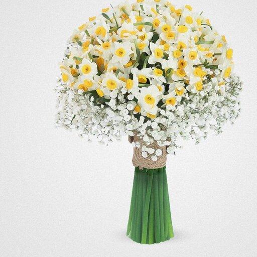 دسته گل نرگس مصنوعی و گل عروس روز مادر و ولنتاین و روز مرد مصنوعی 