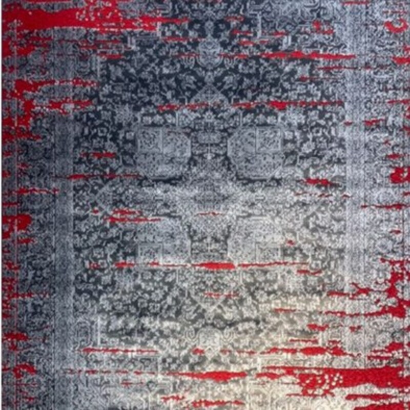 فرش ماشینی چهار متری( 2.2در1.5) طرح پتینه کد 2013 زمینه طوسی قرمز