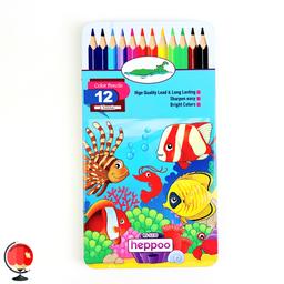 مداد رنگی 12 رنگ هیپو جعبه فلز طرح ماهی کد 1351