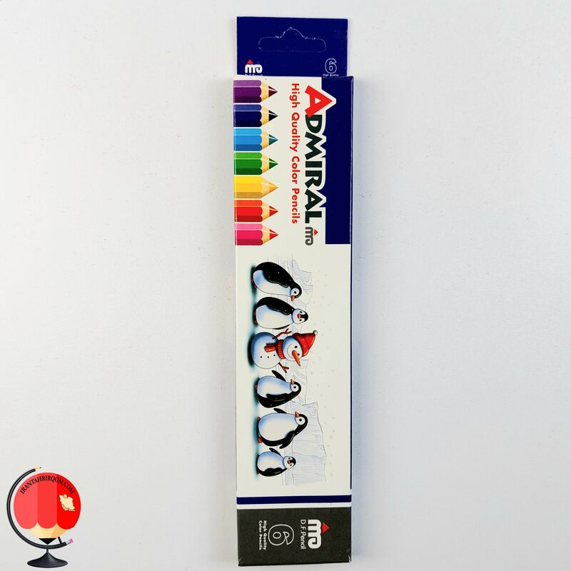 مداد رنگی 6 رنگ ادمیرال جعبه مقوایی طرح پنگوئن کد 131017