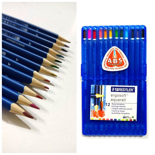 مداد رنگی 12 رنگ  آبرنگی  استدلر  ( استفاده آسانتر از  آبرنگ  )