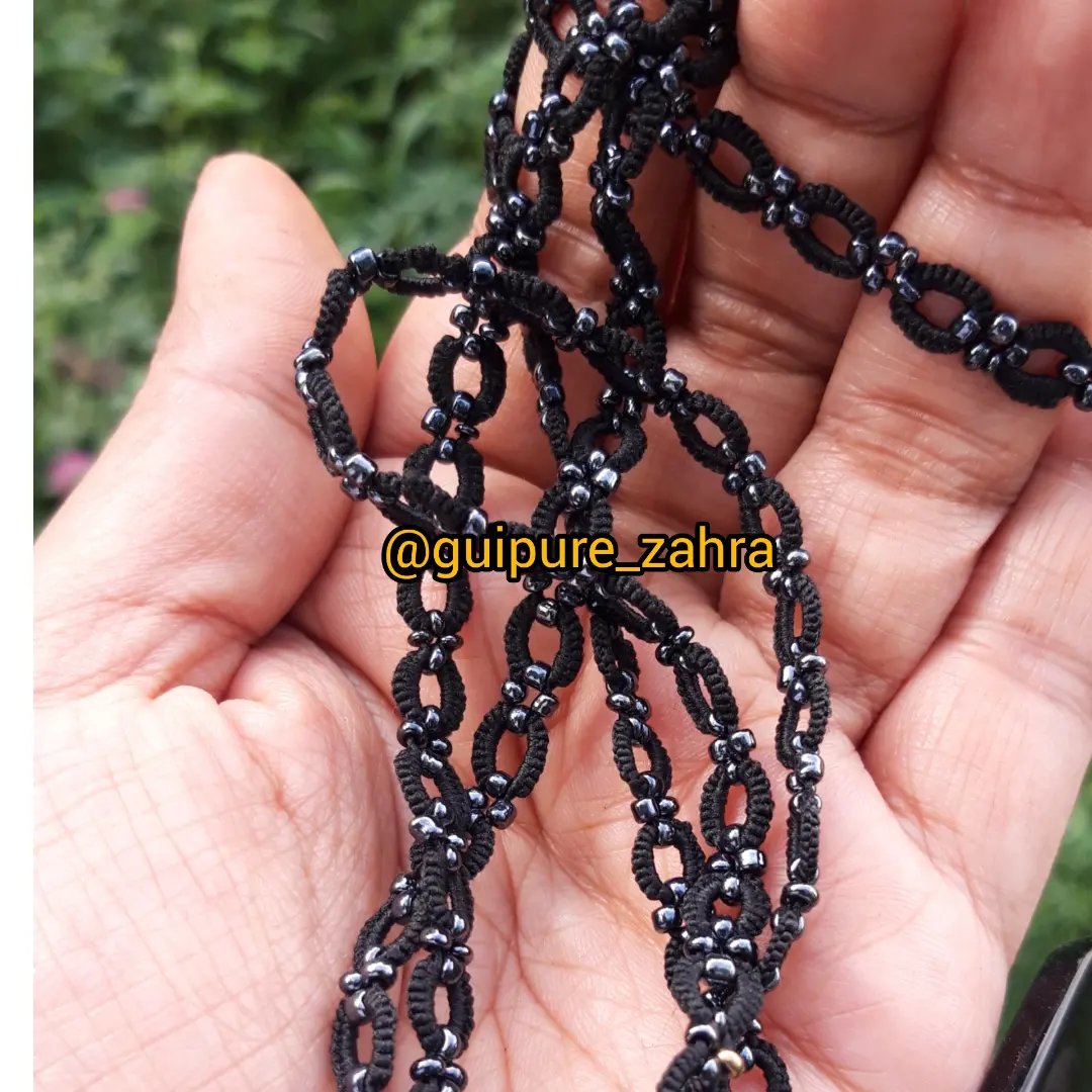 بند عینک مشکی دستبافت منجوق دار