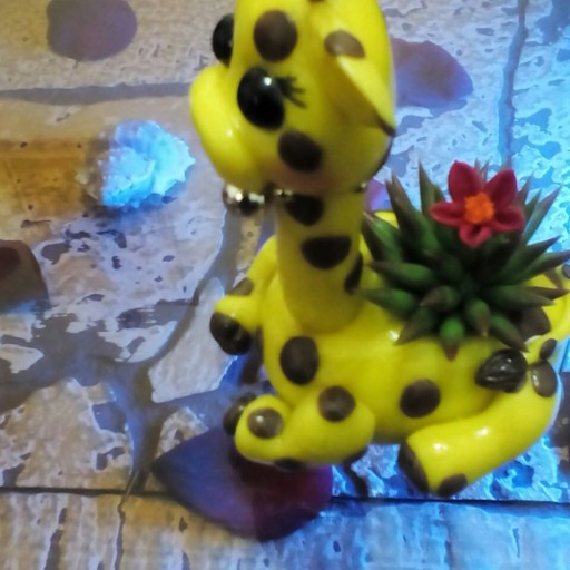 گلدان عروسکی کاکتوس زرافه خمیر ایتالیایی دست ساز قابل شستشو