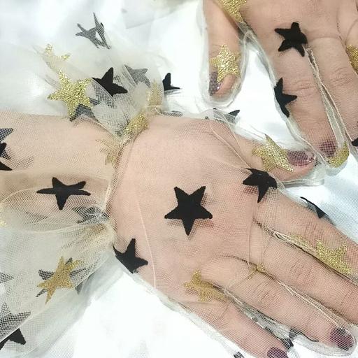 دستکش زنانه شیک و ارزان جنس توری چین دار طرح دار قابل سفارش در ابعاد مورد نظر